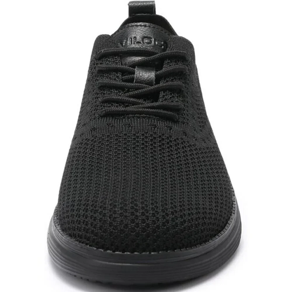 🆕VILOCY Men's All Black Casual Dress Oxfords Business Mesh Breathable Sneakers